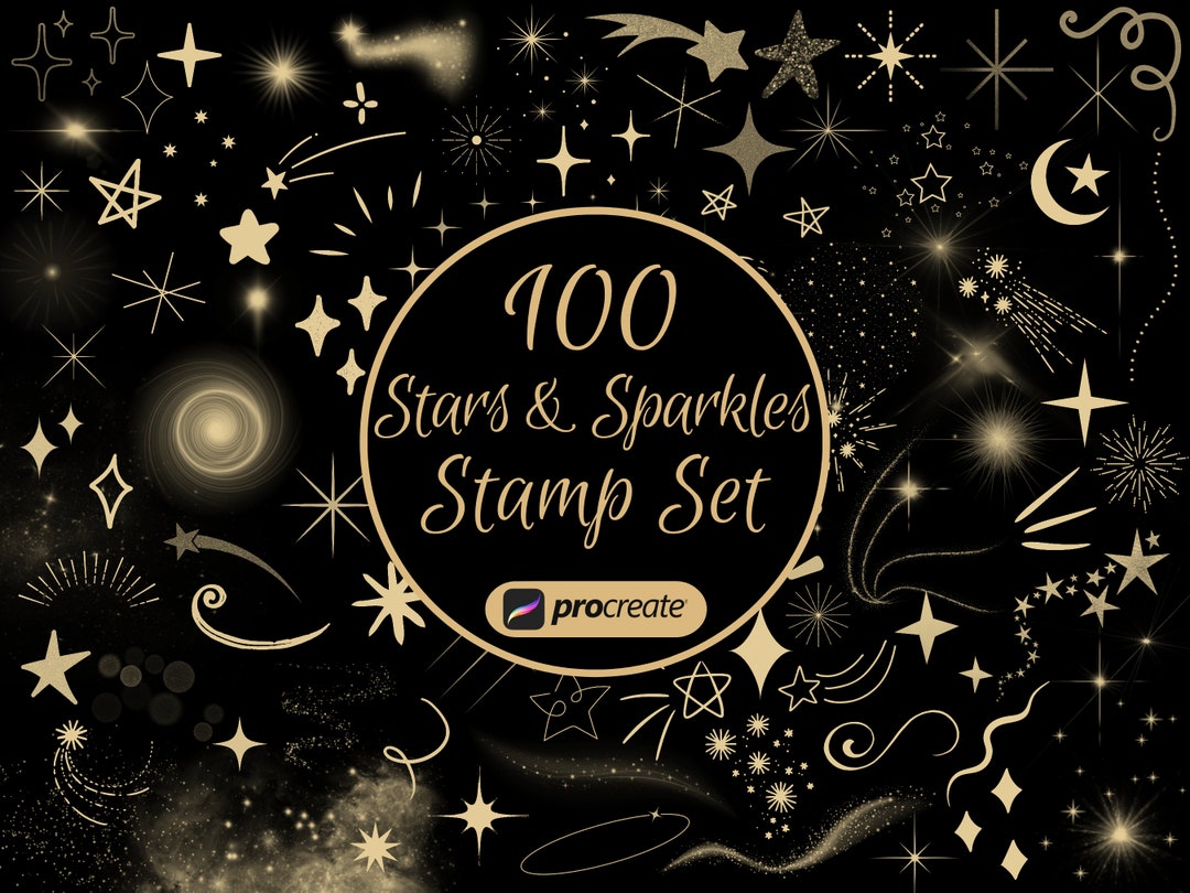 Procreate Stars Stamps Bundle, 100 Star Designs