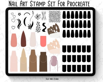 Procreate Nail Art Pinsel | Nagel Stempel & Pinsel Farbpalette für die Maniküre Gestaltung