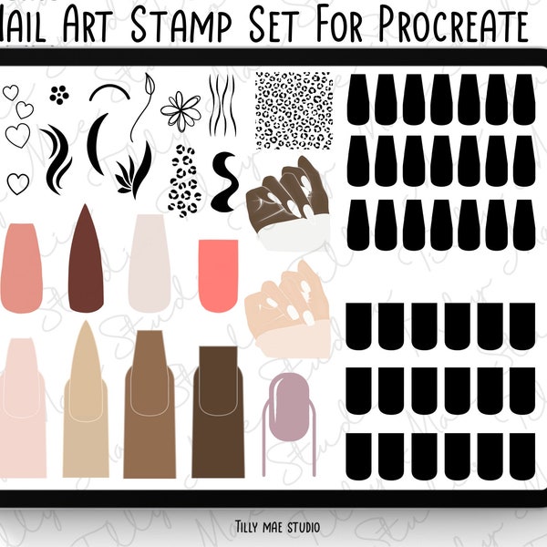 Nail Art Template Procreate Nail Procreate Stamps Nail Template Stamps Procreate Nail Art Brushes Procreate Nail Template Digital Download