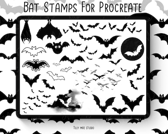 Procreate Bat Stamps | Halloween Brush Set for Digital Art, Stickers & Illustration