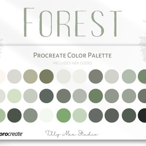 Nature-inspired Procreate Color Palette: Lush Green Foliage Swatches for Digital Painting and Illustration