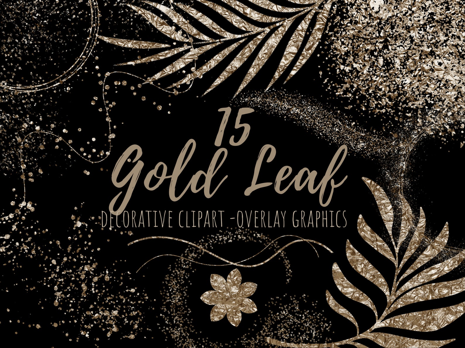 Antique Gold Overlay Clipart Gold Leaf Elements Gold Clip Etsy