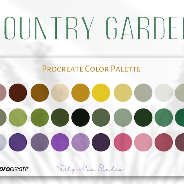 Procreate Color Palette, Swatches, Country Garden Floral Colour Swatches, Digital Paint Palette for Instant Download