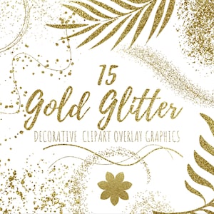 ゴールドグリッタークリップアートオーバーレイ | スパークルコンフェッティデジタルセット（デジタルダウンロード）