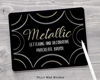 Metallic Procreate Brush Set: Lettering & Decorative Brush (Digital Download)