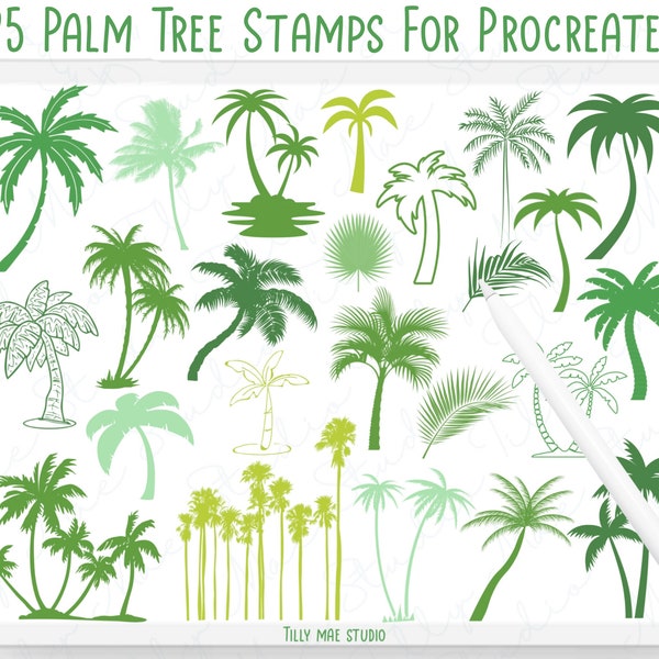 Procreate Palm Tree Stamps Tropical Procreate Brushes Palm Tree Procreate Stamps Palm Tree Digital Download