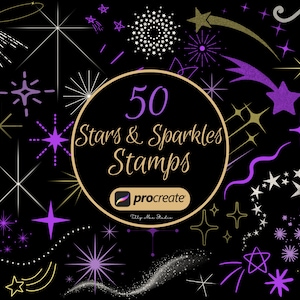 Celestial Procreate Stamp Set: Galaxy & Star Digital Brushes for Artistic Design - Instant Download