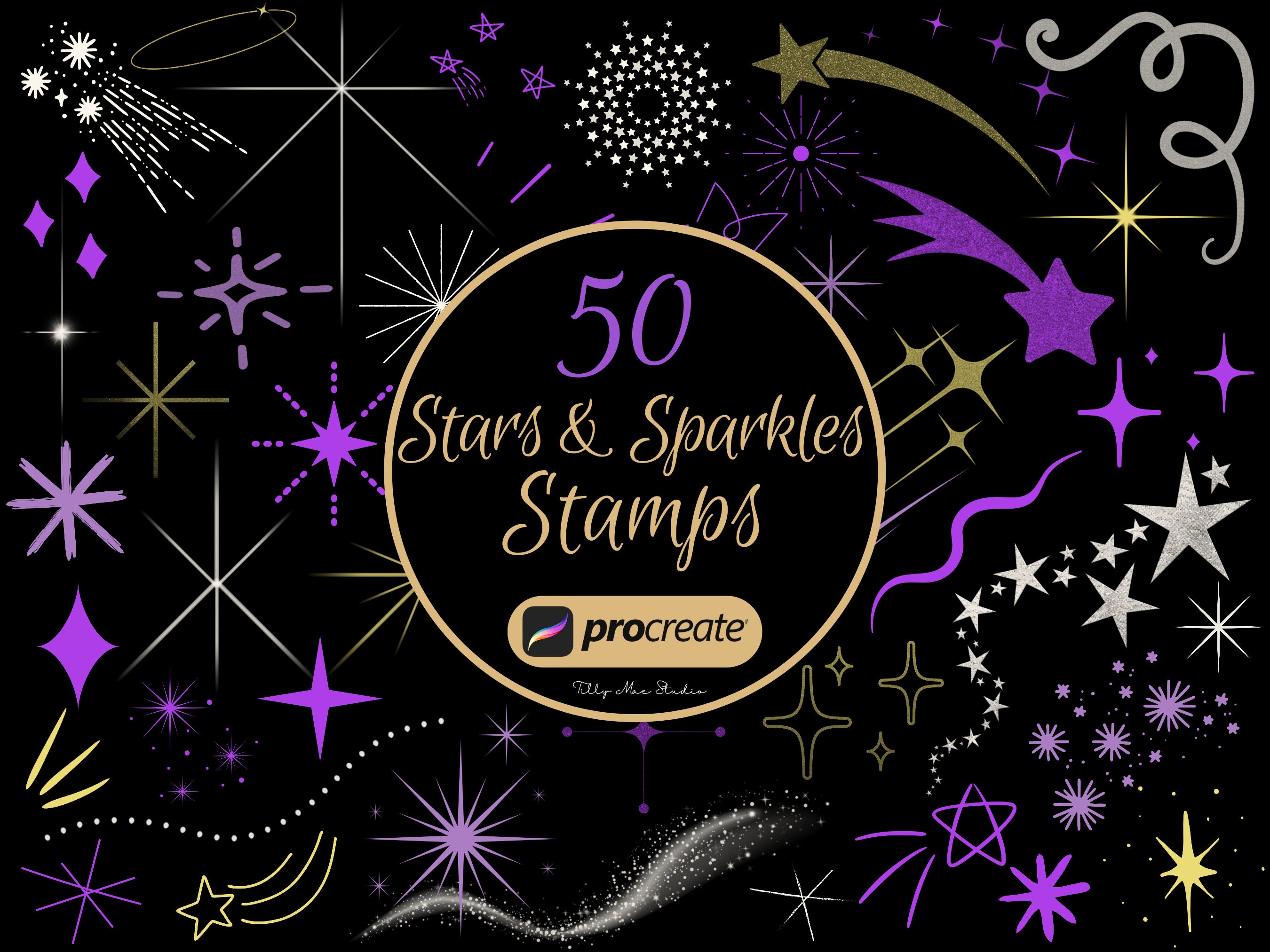 50 Procreate Stars Procreate Star Stamps Procreate Stamps Galaxy ...