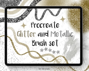 Procreate Glitter & Metallic Brush Set: 31 Sparkly Brushes (Digital Download)