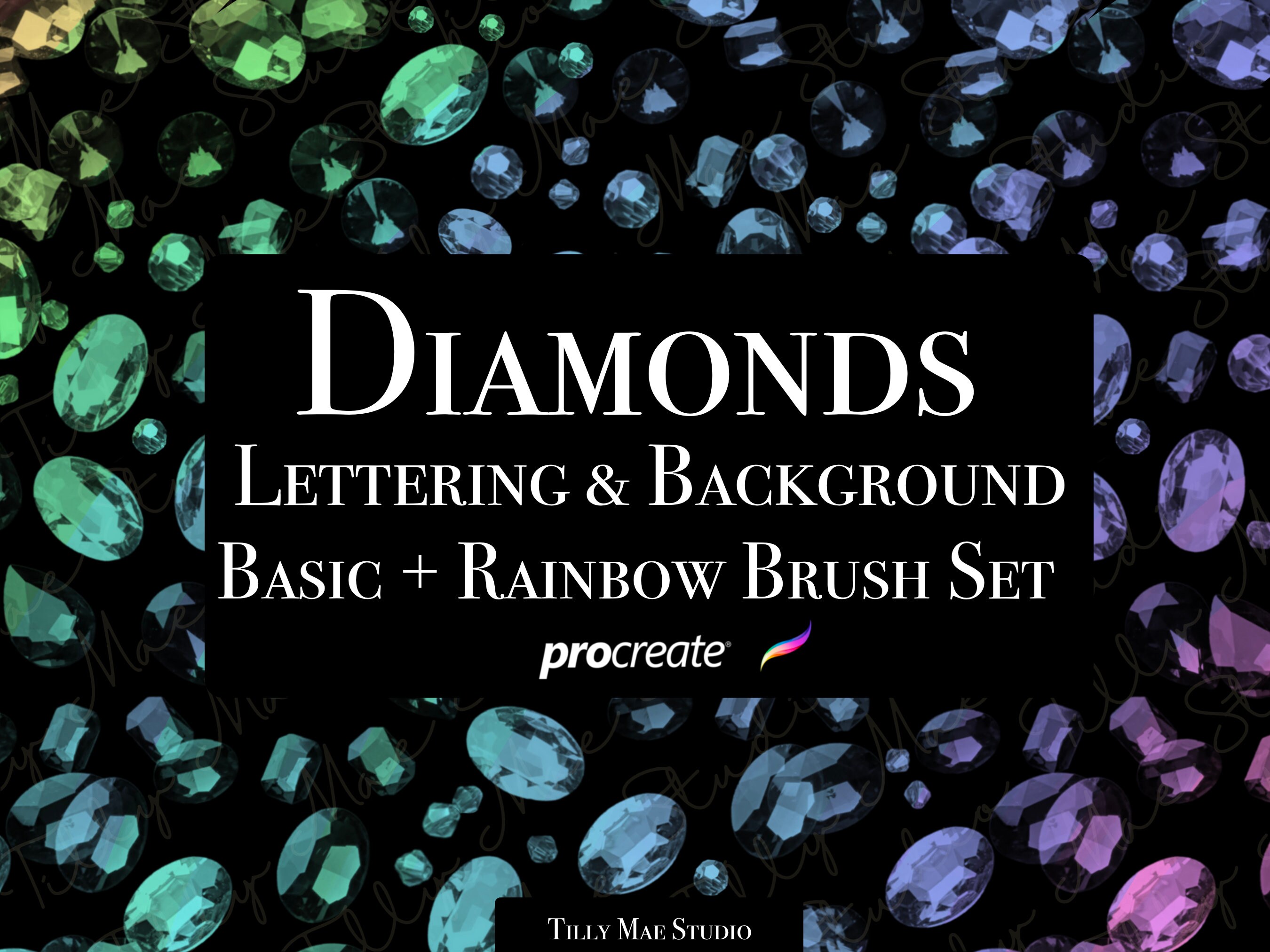 Set de pinceles Diamond para Procreate – Pinceles de gemas 3D y joyería sin costuras para lettering y arte en iPad