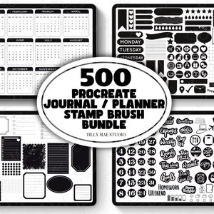 500 Journal Stamps for Procreate | Huge Procreate Planner Stamp Bundle Procreate Brushes | Digital Journal / Planner Procreate Bundle
