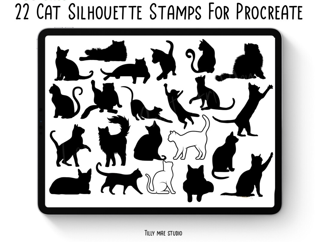 Feline Digital Stamps for Procreate: Instant Download Cat Brushes for ...