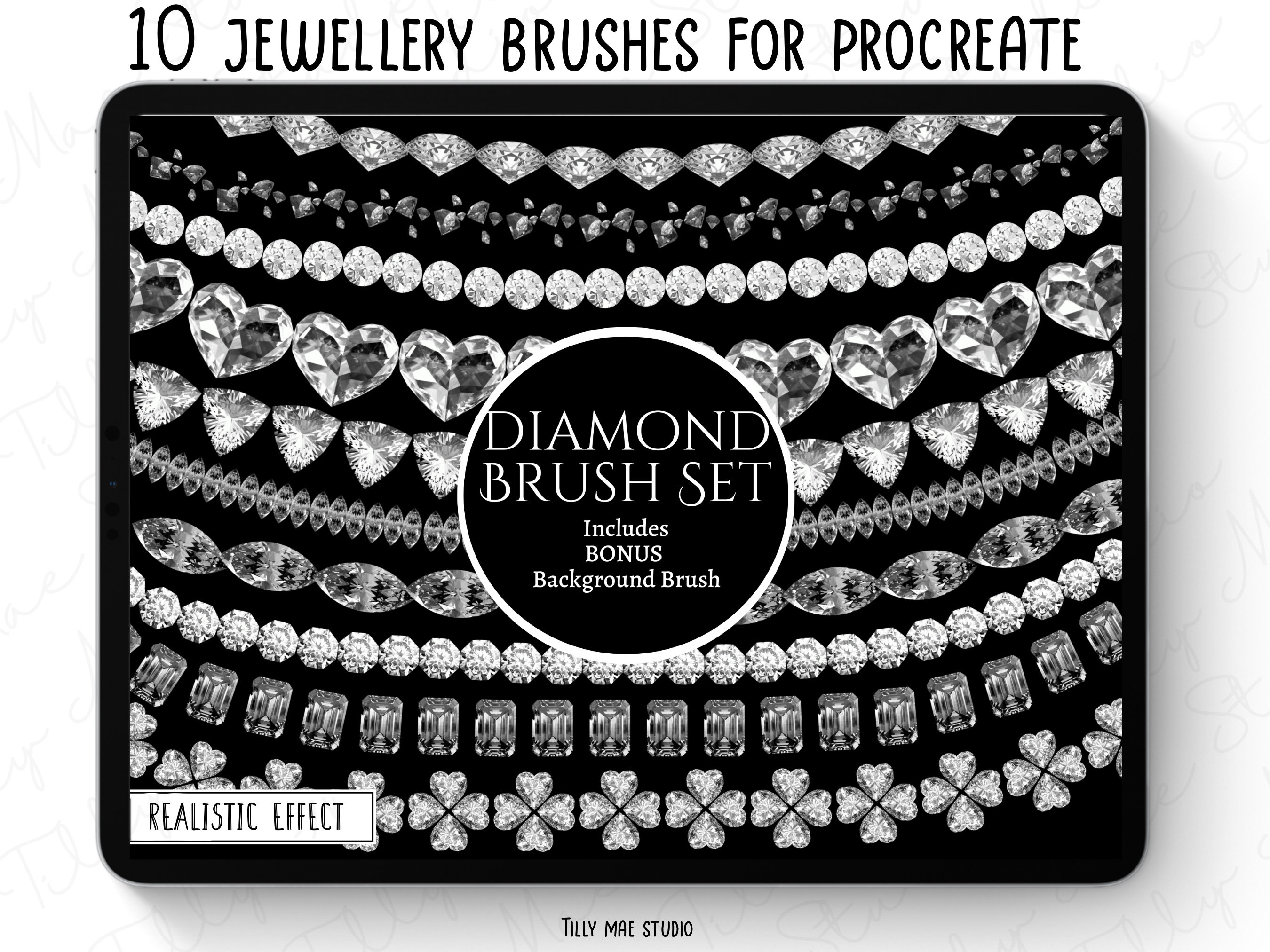 Pinceles de diamante para Procreate – Efectos realistas de gemas y joyería + paleta extra