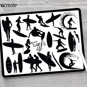 Surfer Silhouette Procreate Stamps: Surfboard Brush Set (Digital Download)