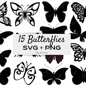 Lot de papillons SVG : cliparts, silhouettes et fichiers de coupe pour Cricut - téléchargement numérique inspiré de la nature