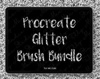 Glitter Procreate Brush Bundle: Rainbow, Stars, Lettering (Digital Art)