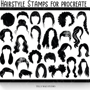 Procreate Hair & Portrait Stamps: Locken, Zöpfe Styling Bürsten für digitale Kunst zum Downloaden