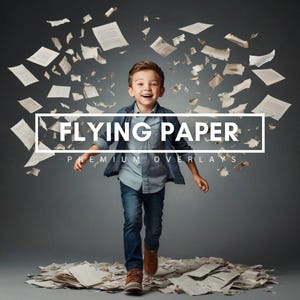 20 vliegende papieren overlays | PNG-papiereffecten met hoge resolutie voor fotografie en ontwerp, digitale Photoshop-overlays, creatieve grafische elementen