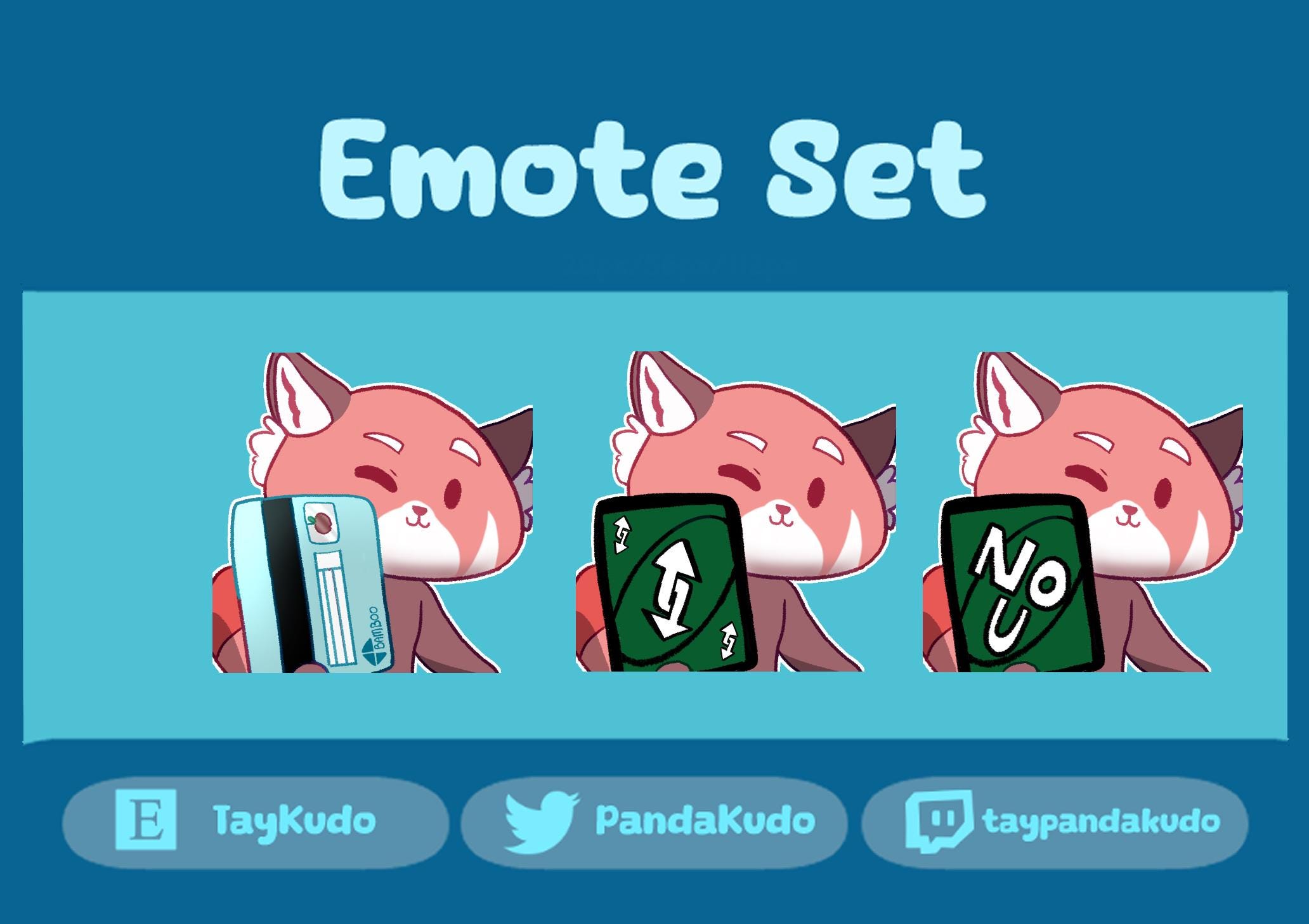 Red Panda Cards Emotes /stickers Set for Twitch and Discord - Etsy