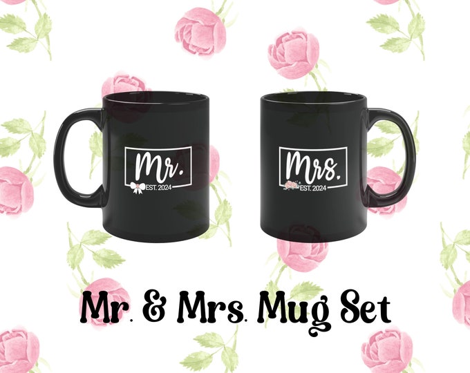 Mr. and Mrs. Mugs, Husband and Wife Mugs, New Bride and Groom Set, Wedding Day Gifts, Valentines Gift, Anniversary Gift, Gift for Couples