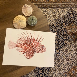 Lionfish original watercolour painting A4 afbeelding 1