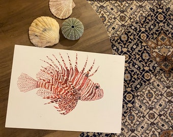 Lionfish original watercolour painting A4