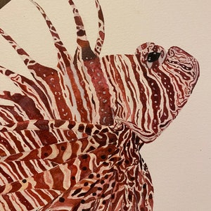 Lionfish original watercolour painting A4 afbeelding 3