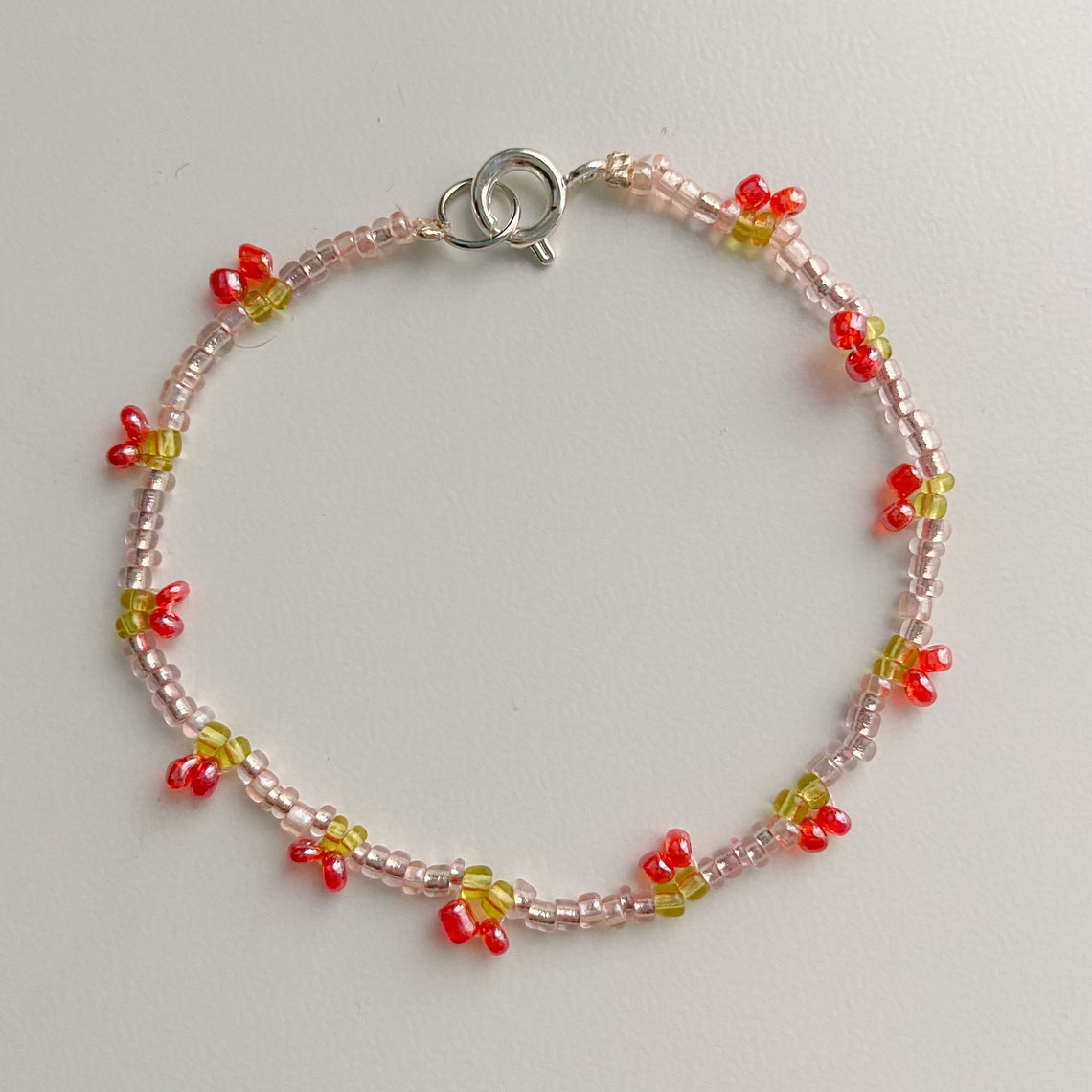 Cherry jewelry cherry bracelet seed bead bracelet dainty Etsy