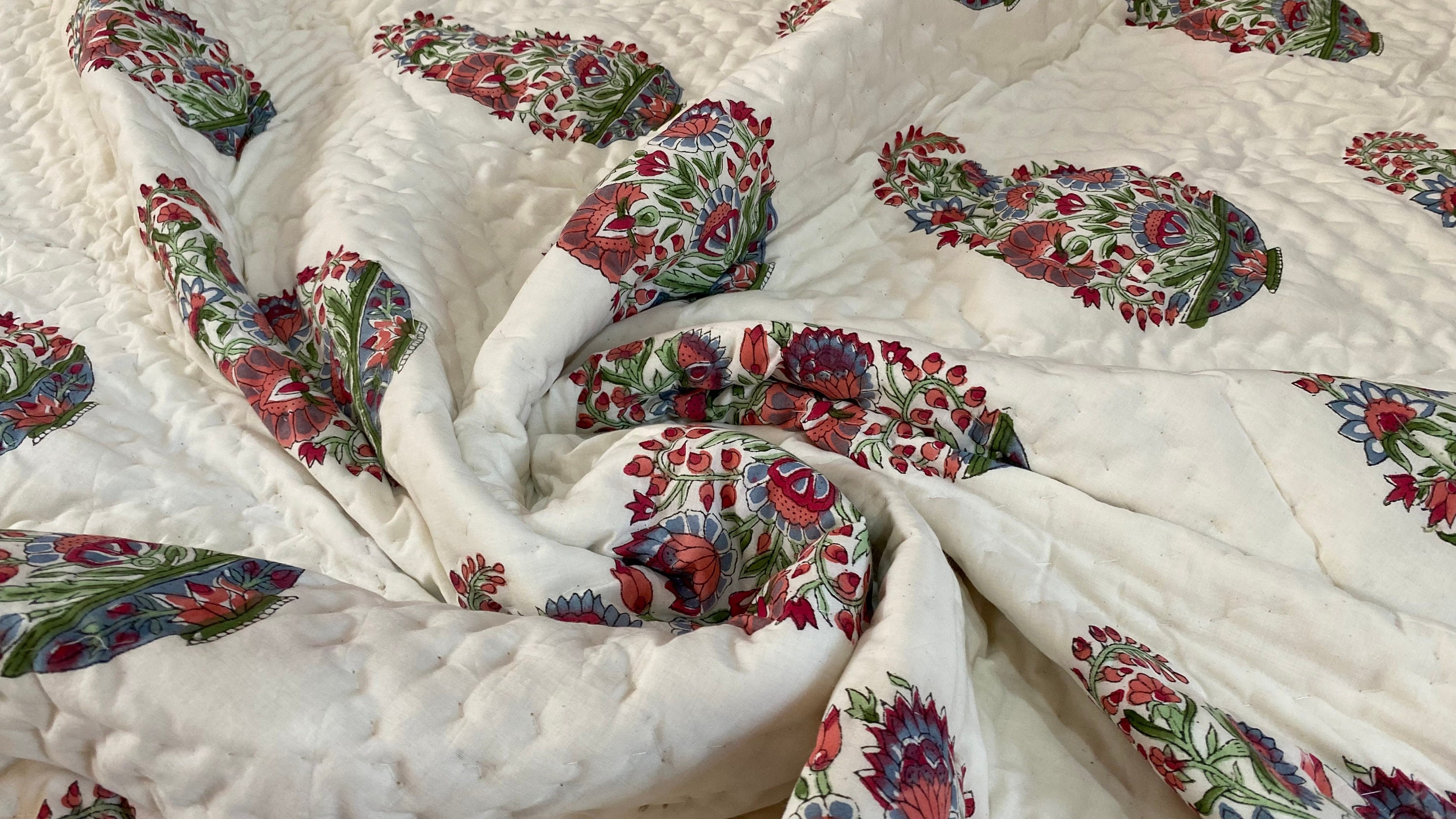 Details about   New Hand Block Reversible Quilt Blanket Rajai Cotton Kantha Home decor Throw Art 