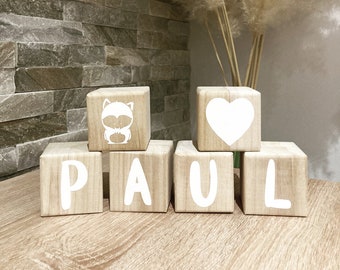 First name cubes / wood cubes / personalized cubes / deco room / personalized / birth gift