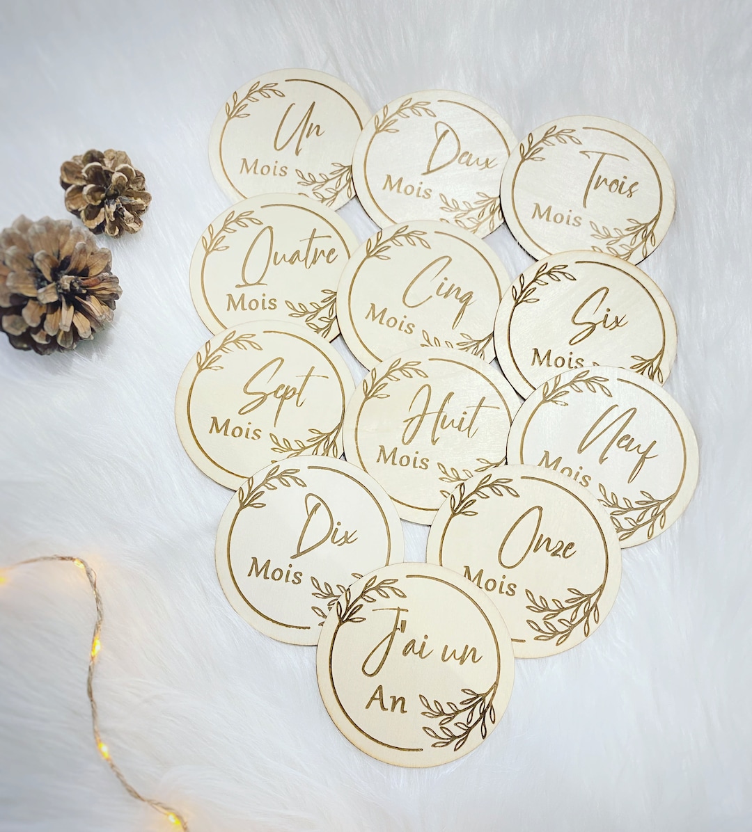 18 Cartes Mois En Bois Pour Photos Bébé – Panneaux Étapes Mensuelles, Décoration Naissance