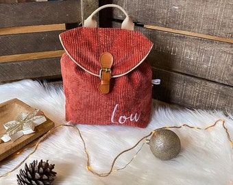 Personalized children's backpack, corduroy bag, children's school bag, personalized backpack, personalized school bag, personalized bag