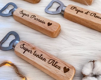 Personalized bottle opener, wooden bottle opener, personalized gift, baptism gift, grandpa, Father's Day, godfather, baptism, bottle opener, wood