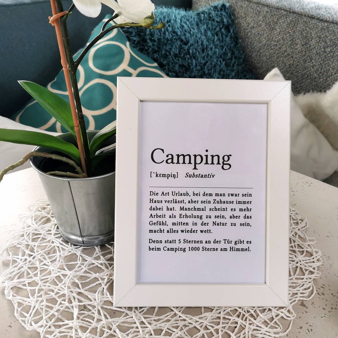 Bild Definition Camping in deutsch Bilderrahmen weiß 13x18cm Etsy Schweiz