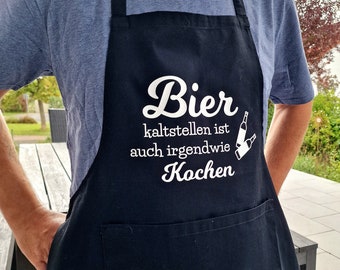 Schürze Kochschürze Grillschürze Bier kaltstellen ist auch irgendwie kochen