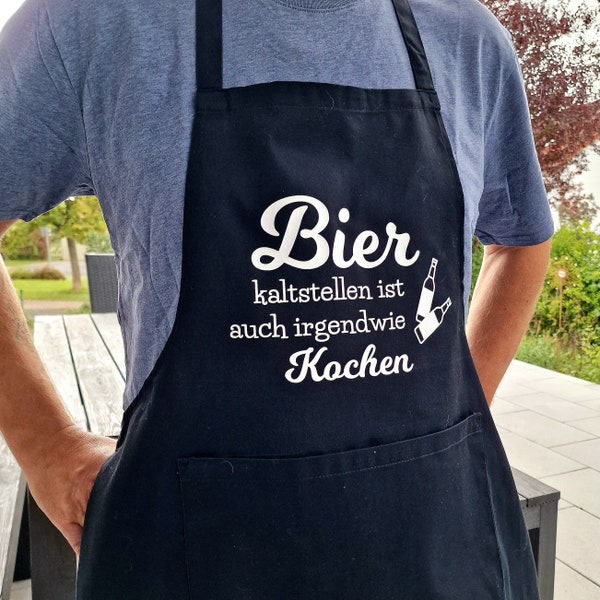 Schürze Kochschürze Grillschürze Bier kaltstellen ist auch irgendwie kochen