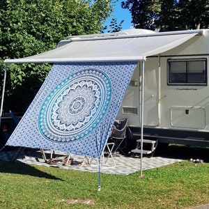 DIY set shade cloth, privacy screen with piping for sewing yourself Blau