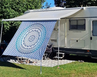 Shade cloth, privacy screen with piping for camping