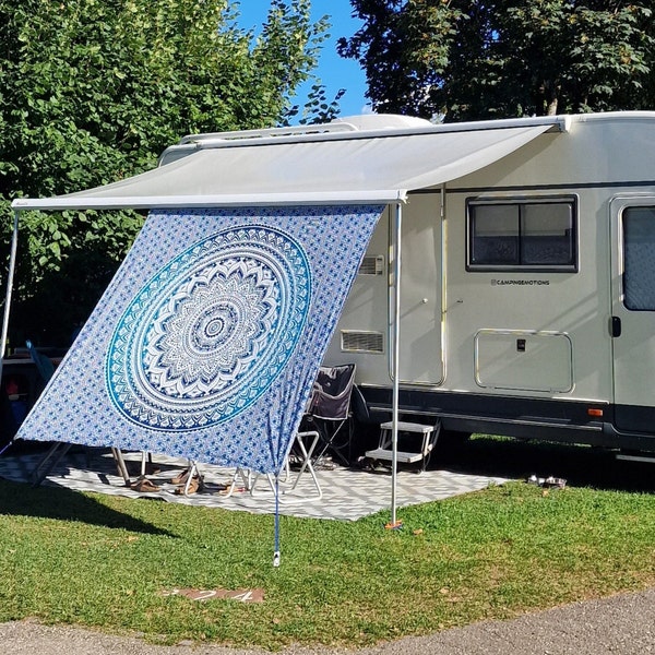 Shade cloth, privacy screen with piping for camping