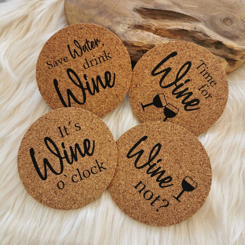 Untersetzer aus Kork 10cm für Wein Liebhaber Texte englisch Etsy Schweiz