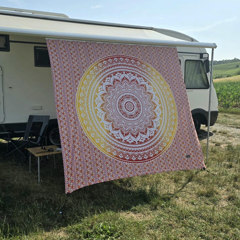 Camper DIY Set – Self-sew shade sail with tent keder | Camping privacy screen including instructions & accessories Gelb