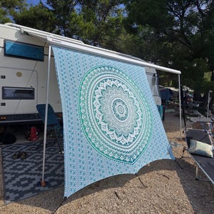 Camper DIY Set – Self-sew shade sail with tent keder | Camping privacy screen including instructions & accessories Grün