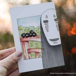 Postkarte - Ohngesicht - mit handgemalten Ohngesicht & Rußmännchen - 300g /m2 - DIN A6