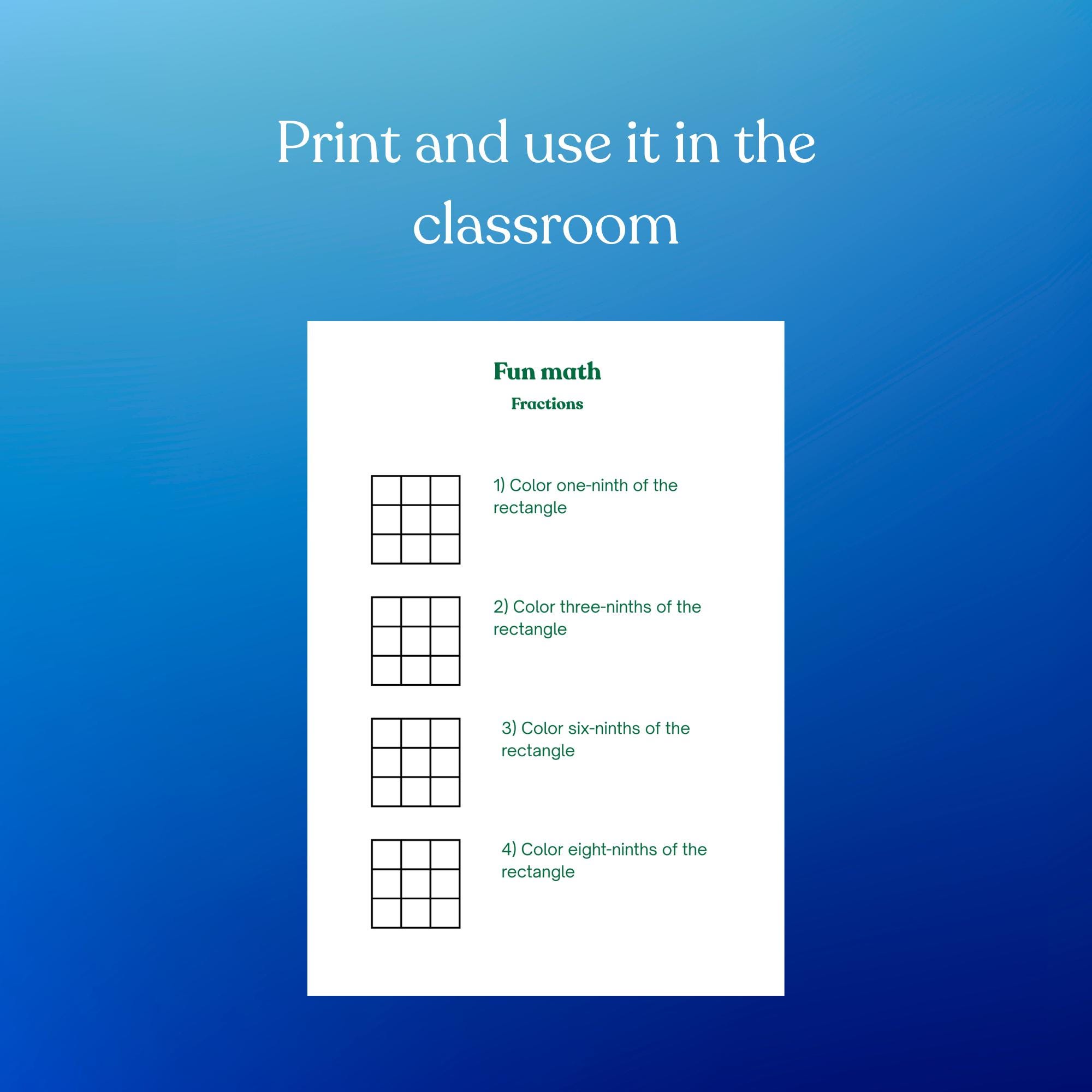 Rectangle Model For Math Problems Fractions Worksheet: Visual Rectangle Models for Grades 3-4 (A4 ...