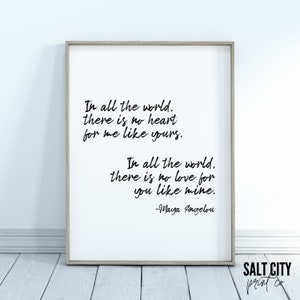 Maya Angelou Love Quote Print In all the world there is no | Etsy