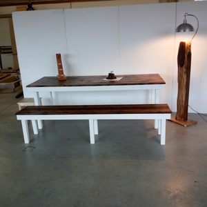 Dining table with bench, Farmhouse table, Wooden table, Farmhouse bench, Solid wood table, Table reclaimed wood, Table with bench