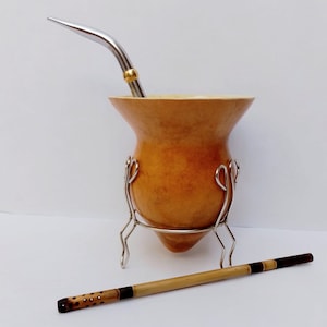 Gourd Mate Natural Porongo Argentina/No Tinctures/Plastic Free Compostable box//Bamboo Organic/Parrot beak Steel straws/Artisan Hand Made.