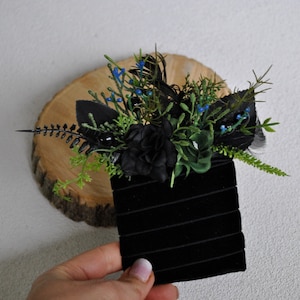 Emerald green black pocket boutonniere, Gothic wedding, Wedding boutonniere