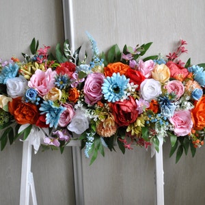 Wildflowers arch flowers, Multicolor arch swag, Spring summer wedding