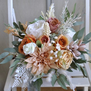 Rust Terracotta Wedding Bouquet, Cascading Bouquet, Boho Fall Wedding ...